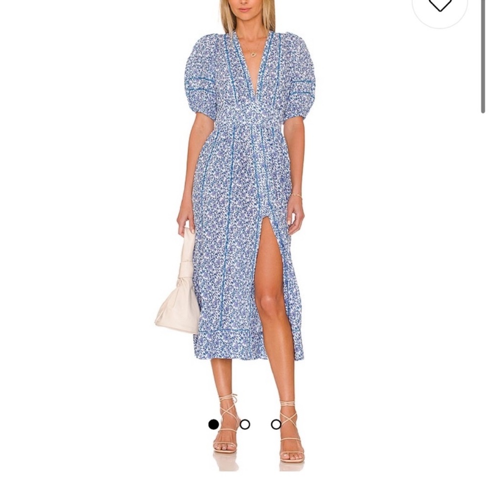 Poupette St Barth Blue Floral Midi Dress - Large